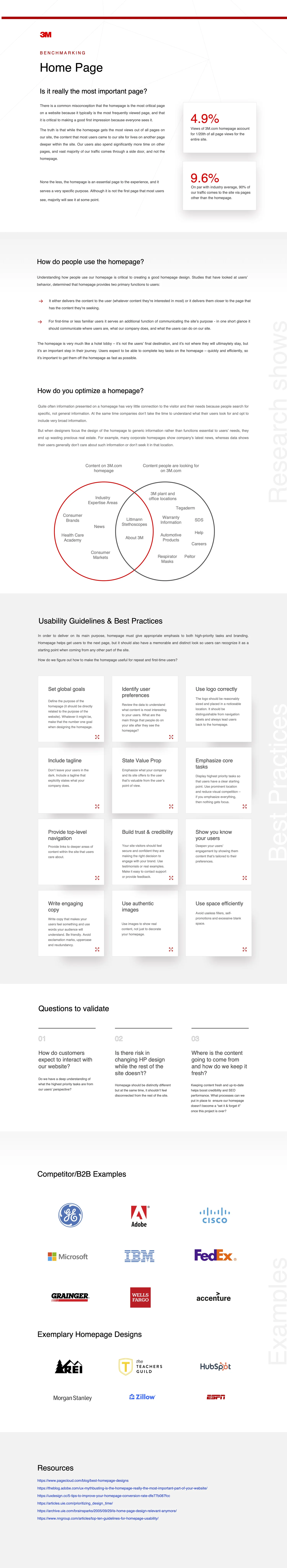 Homepage benchmarking research deck