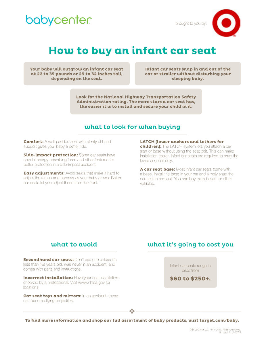 How to buy an infant car seat — guide first page