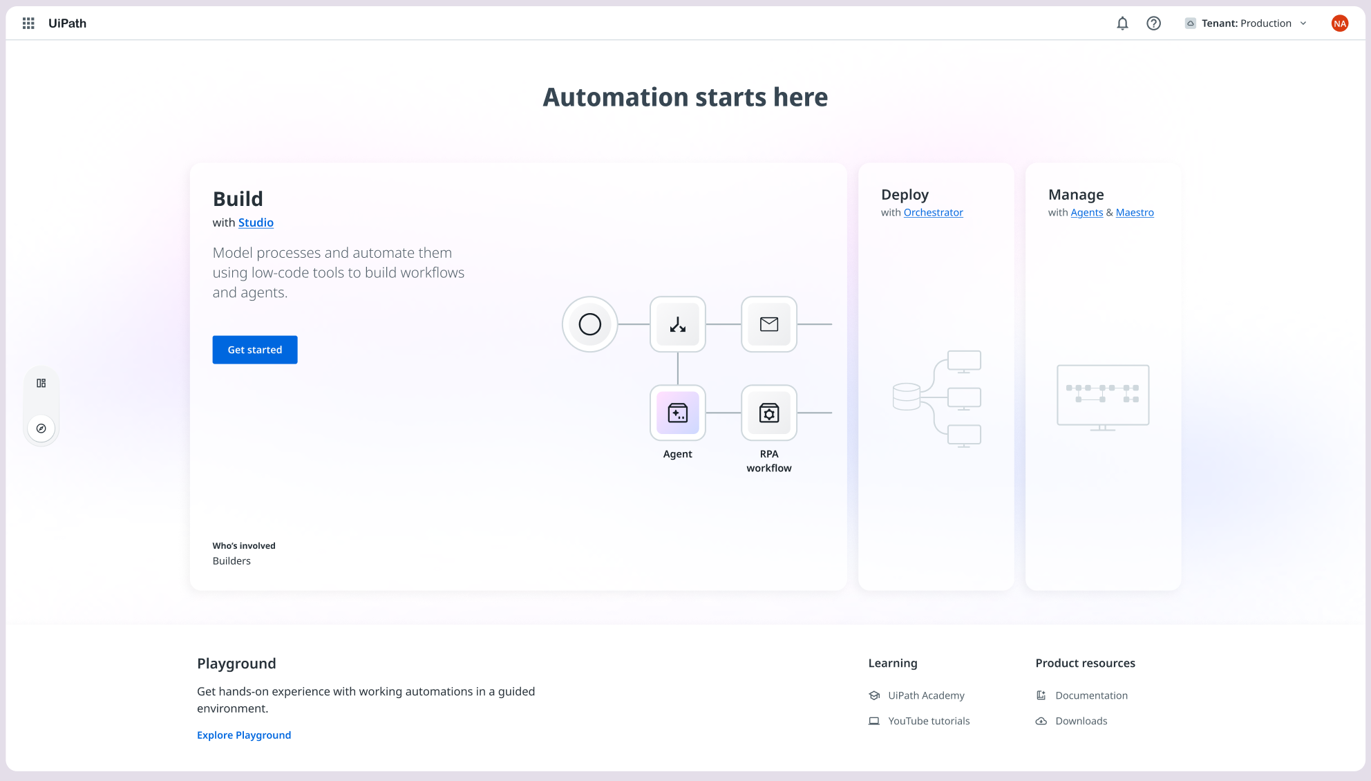 UiPath onboarding experience — Automation starts here